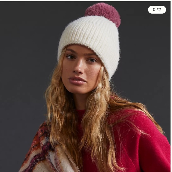 SOLD NWT Anthropologie Winter Hat Base INCLUDES 2 Interchangeable Poms - Picture 2 of 10